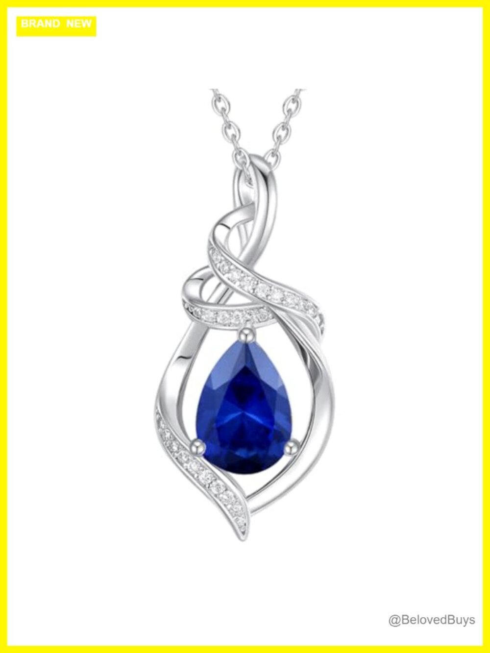 Sterling Silver Teardrop Pendant Necklace Ribbon Design Adjustable
